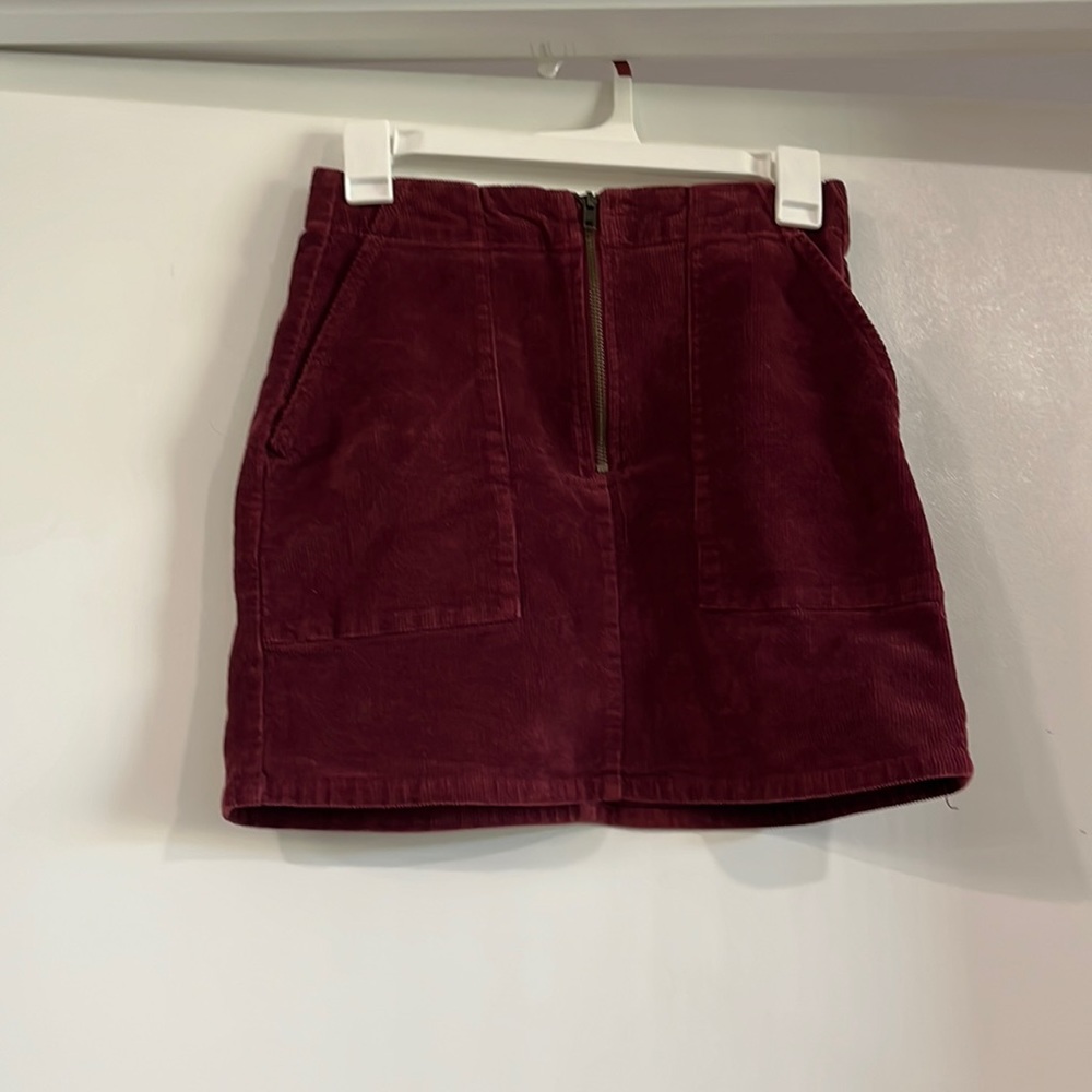 Burgundy corduroy mini skirt from wild fable.